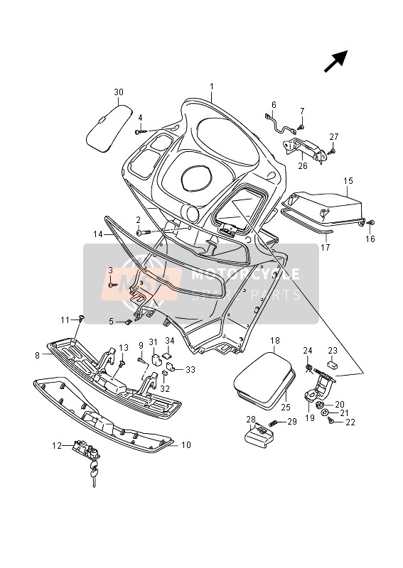 Suzuki UH200A BURGMAN 2014 Front Box for a 2014 Suzuki UH200A BURGMAN